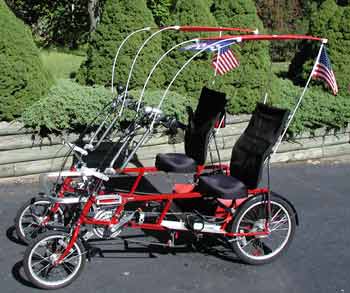 Quadribent side by side recumbent bicycles