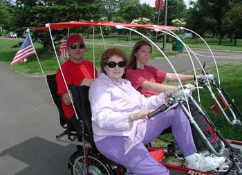 Adult Rumble Seat in action Quadribent Bikes Recumbent bicycles for two or more people