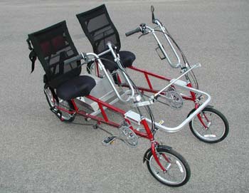 Quadribent recumbent bike for two