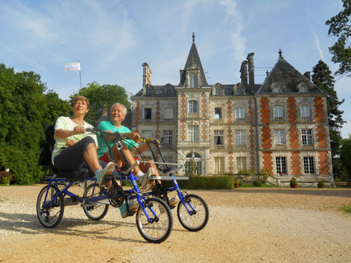 Riding near chateau along Loire River